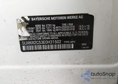 2014 BMW X5 Sdrive35I из США, поврежденный, VIN 5UXKR2C53E0H31502